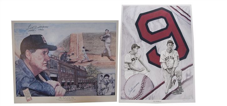 Lot of (2) Ted Williams Signed Lithographs (Beckett)